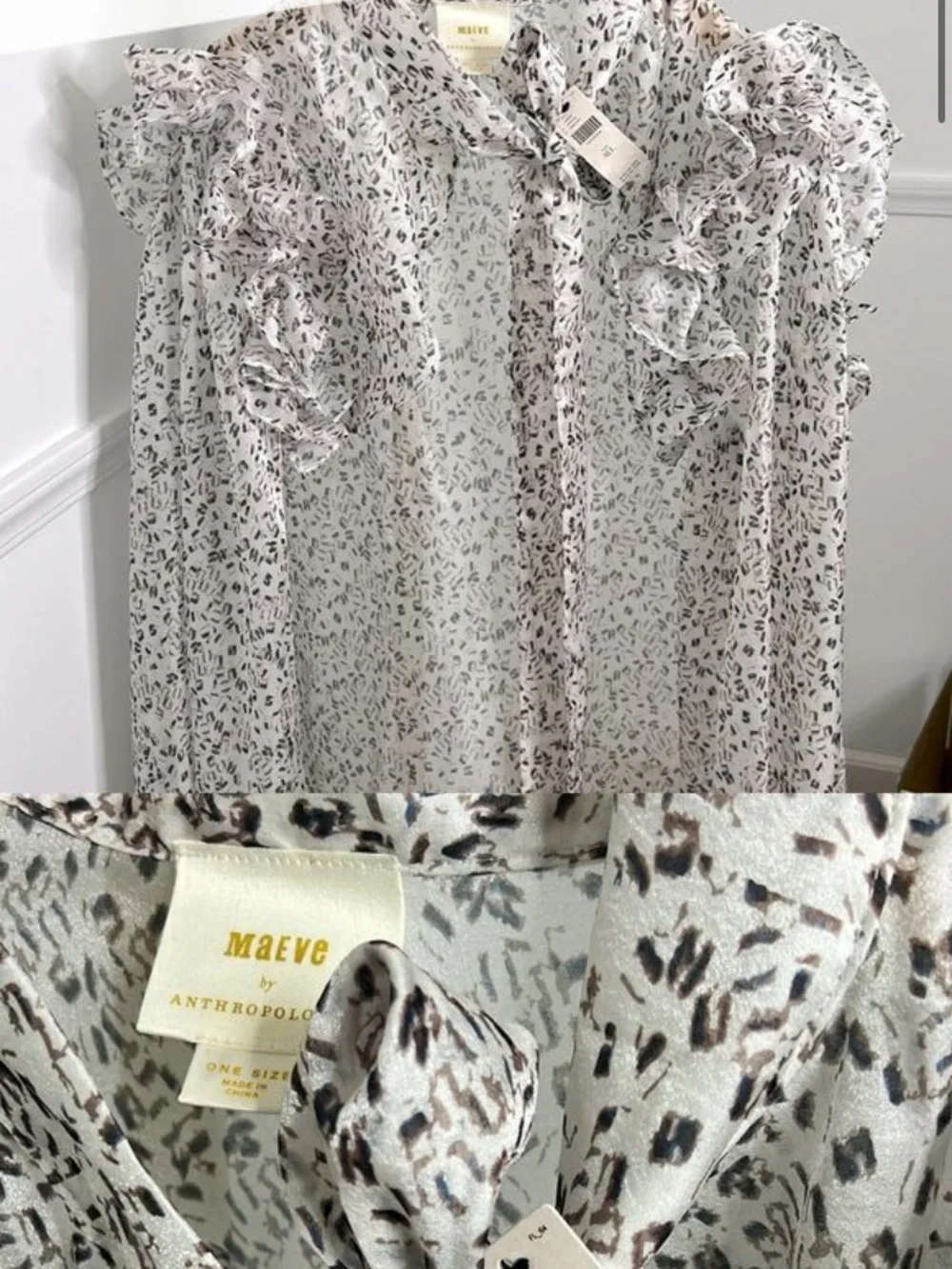 Maeve Anthropologie nwt Ruffle Tie sheer cape nwt one size fits all $150